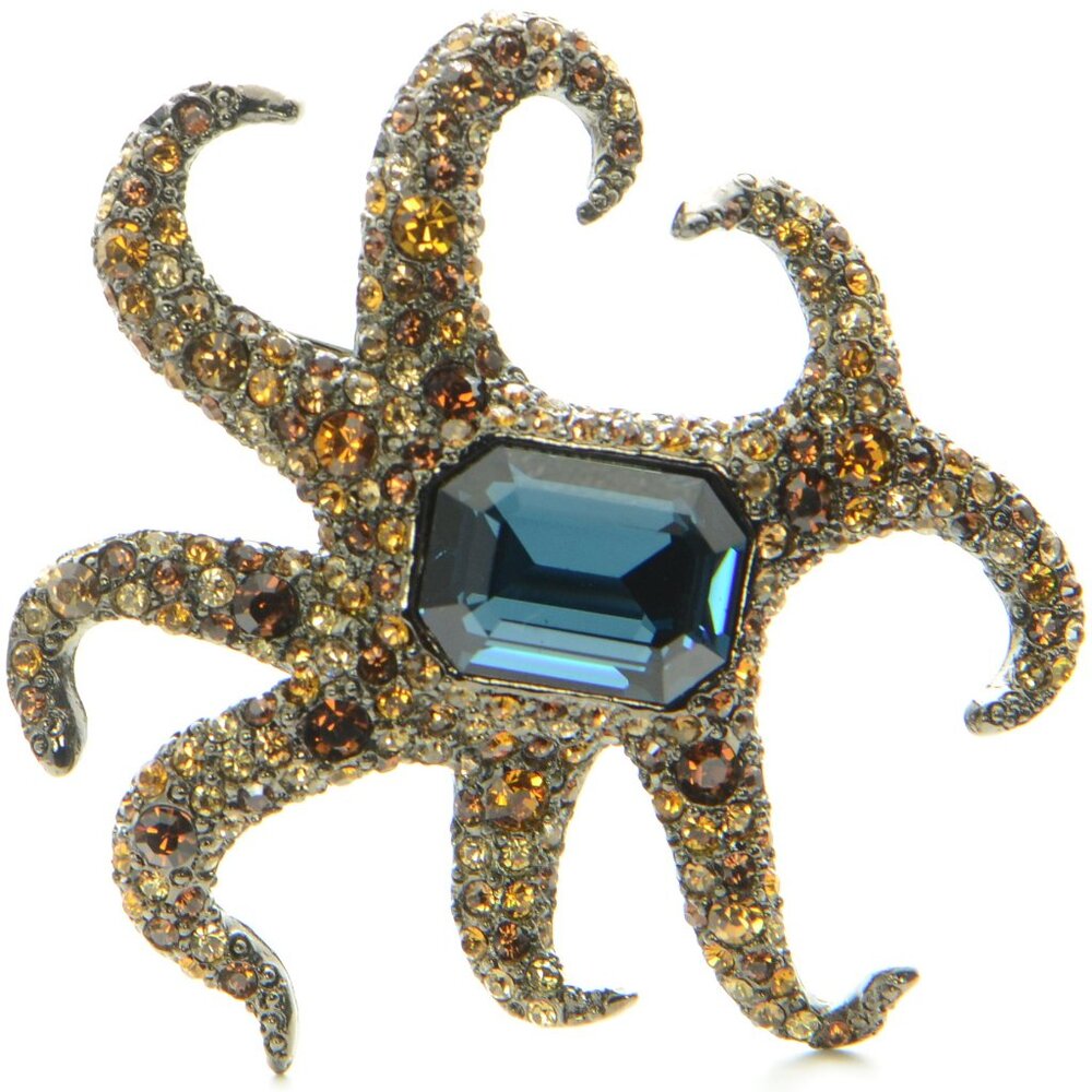 Vintage Kenneth Jay Lane KJL Gunmetal Pave Crystal Octopus Pin Brooch